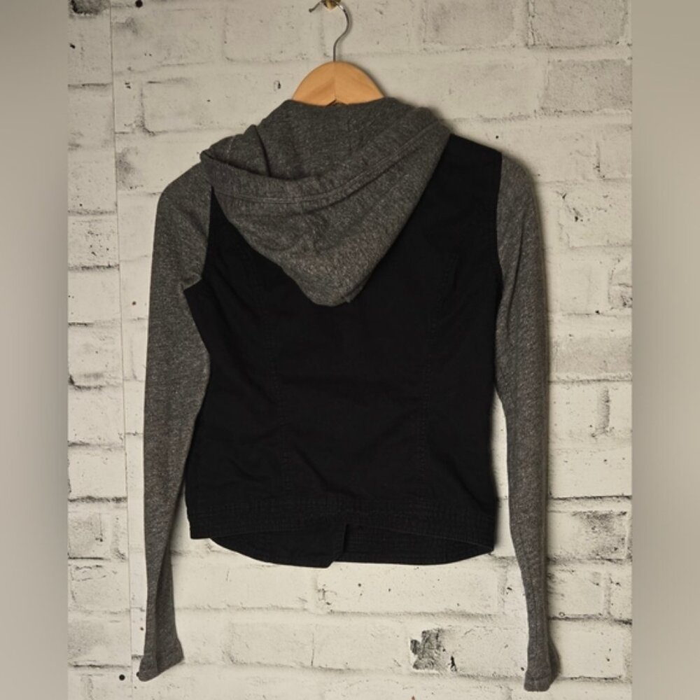 Abercrombie & Fitch Women's Black Moto Jacket w/ Gray Hoodie Size S - Picture 4 of 12